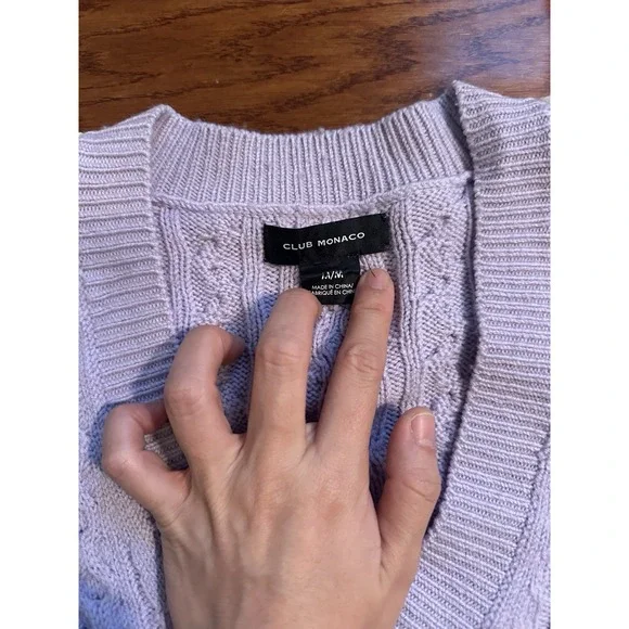 Club Monaco Purple Violet Lavender Color Block Sweater Pullover Size M 87% Wool - Picture 4 of 13